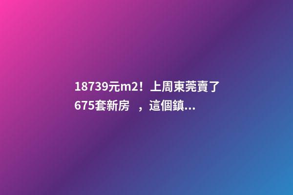 18739元/m2！上周東莞賣了675套新房，這個鎮(zhèn)房價突破3萬/m2！